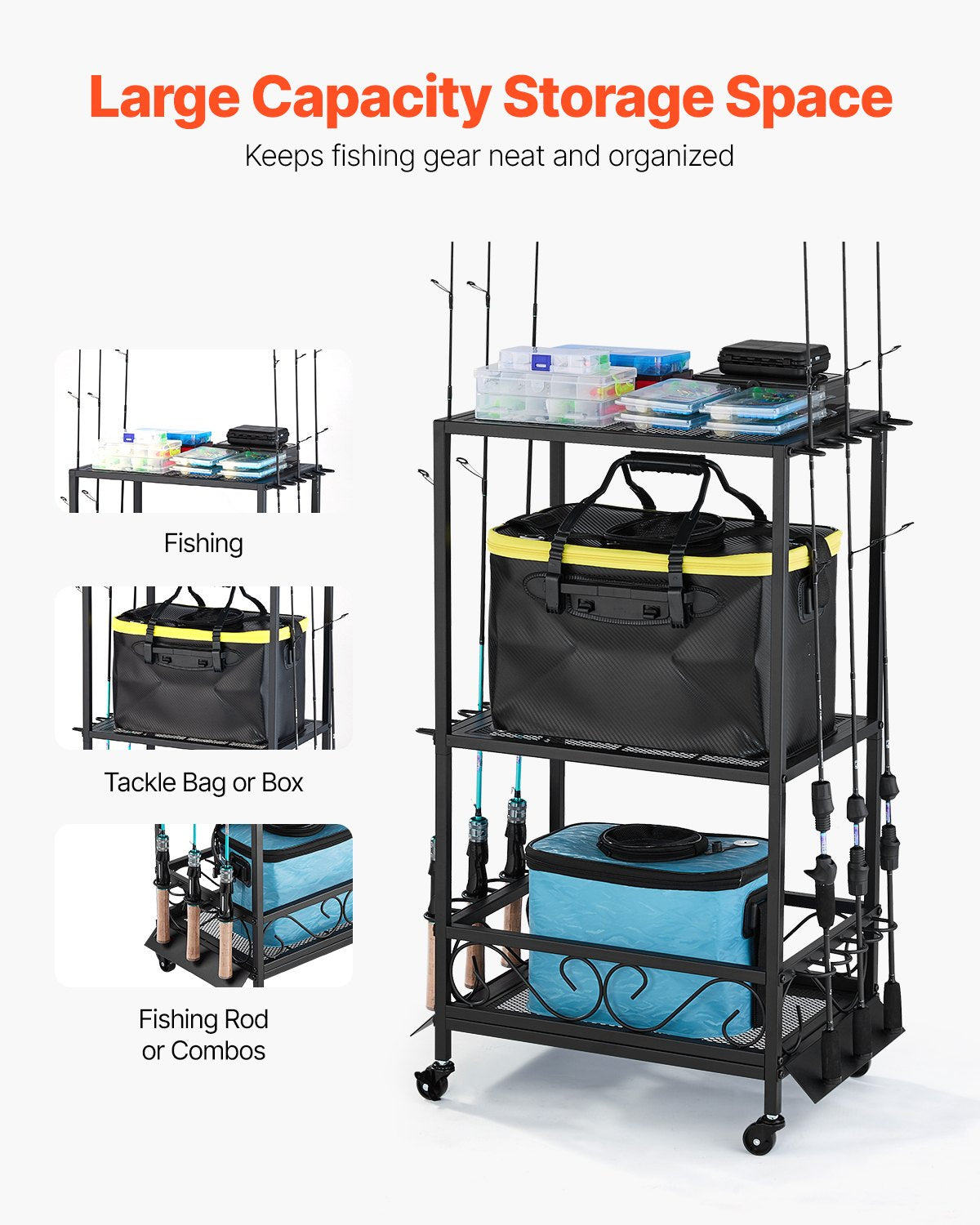 Rolling Fishing Rod Holder Cart, Holds 10 Rods - image 3