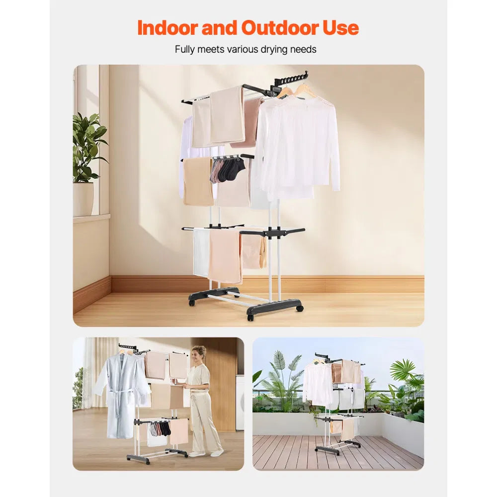 4-Tier Clothes Drying Rack with Wheels - image 4