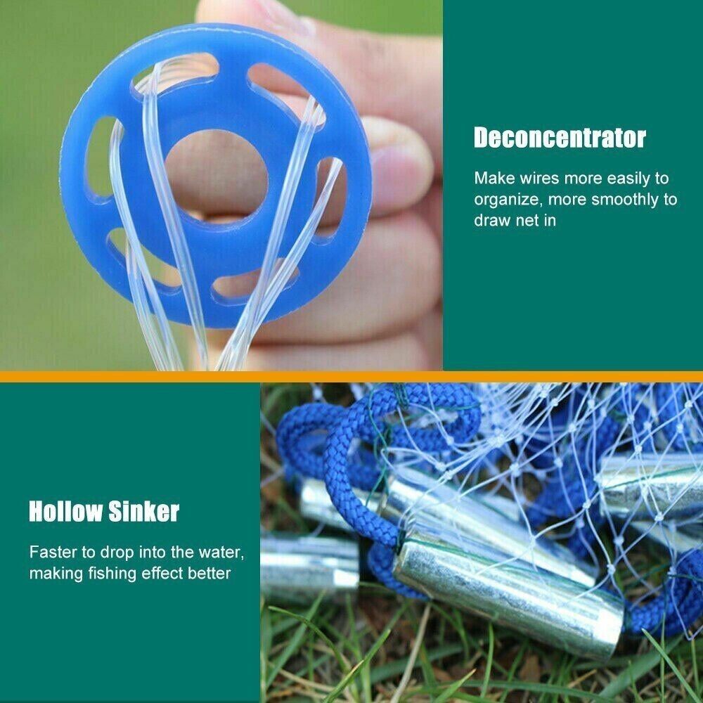 Fishing Cast Net, 6 ft, Nylon Mesh