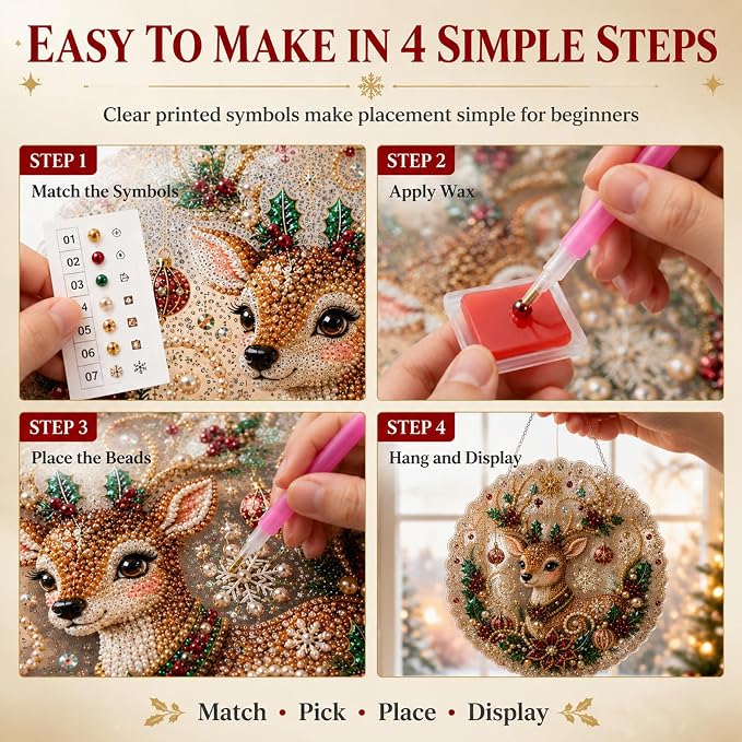 Christmas Diamond Painting Suncatcher Kit, 8 Inch - image 2