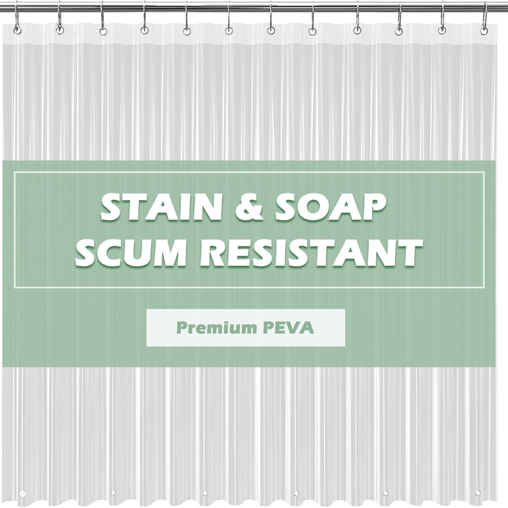 Clear PEVA Shower Curtain Liner with Magnets