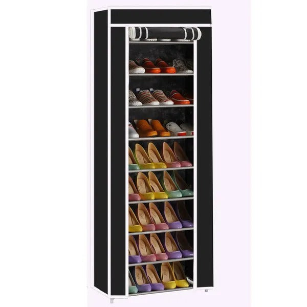 10-Tier Shoe Rack Cabinet with Cover, 9 Grids - image 4