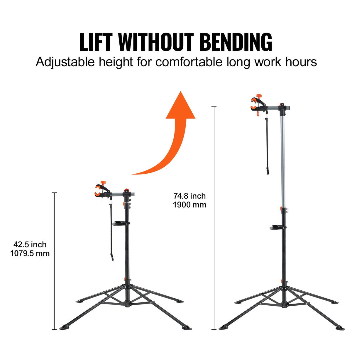 Bike Repair Stand, 80 lb, Steel, with Tool Tray - image 2