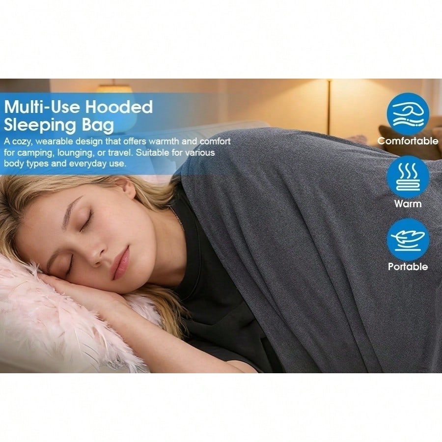 Wearable Hooded Sleep Pod Blanket, Grey, XL