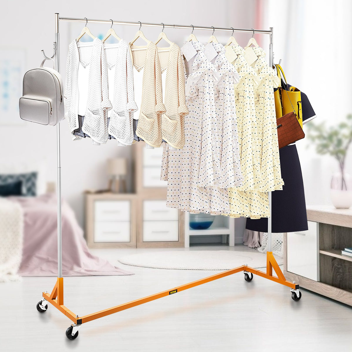 Rolling Z-Base Garment Rack, Height Adjustable - image 5